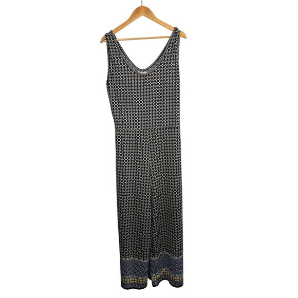 Max Studio Womens XL Sleeveless Geometric Print Jumpsuit With V-Neckline - Picture 1 of 7